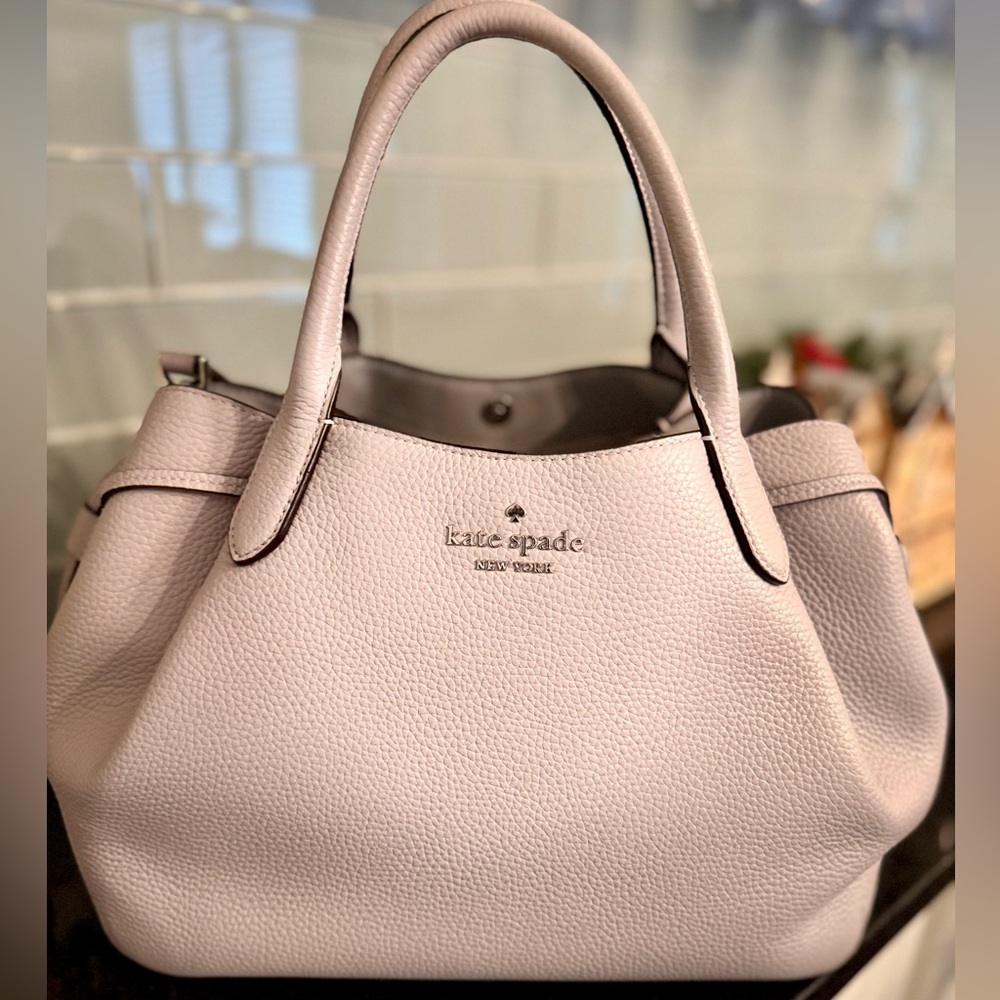 Kate Spade Large Dumpling Satchel Mountain Grey Leather Shoulder and Crossbody